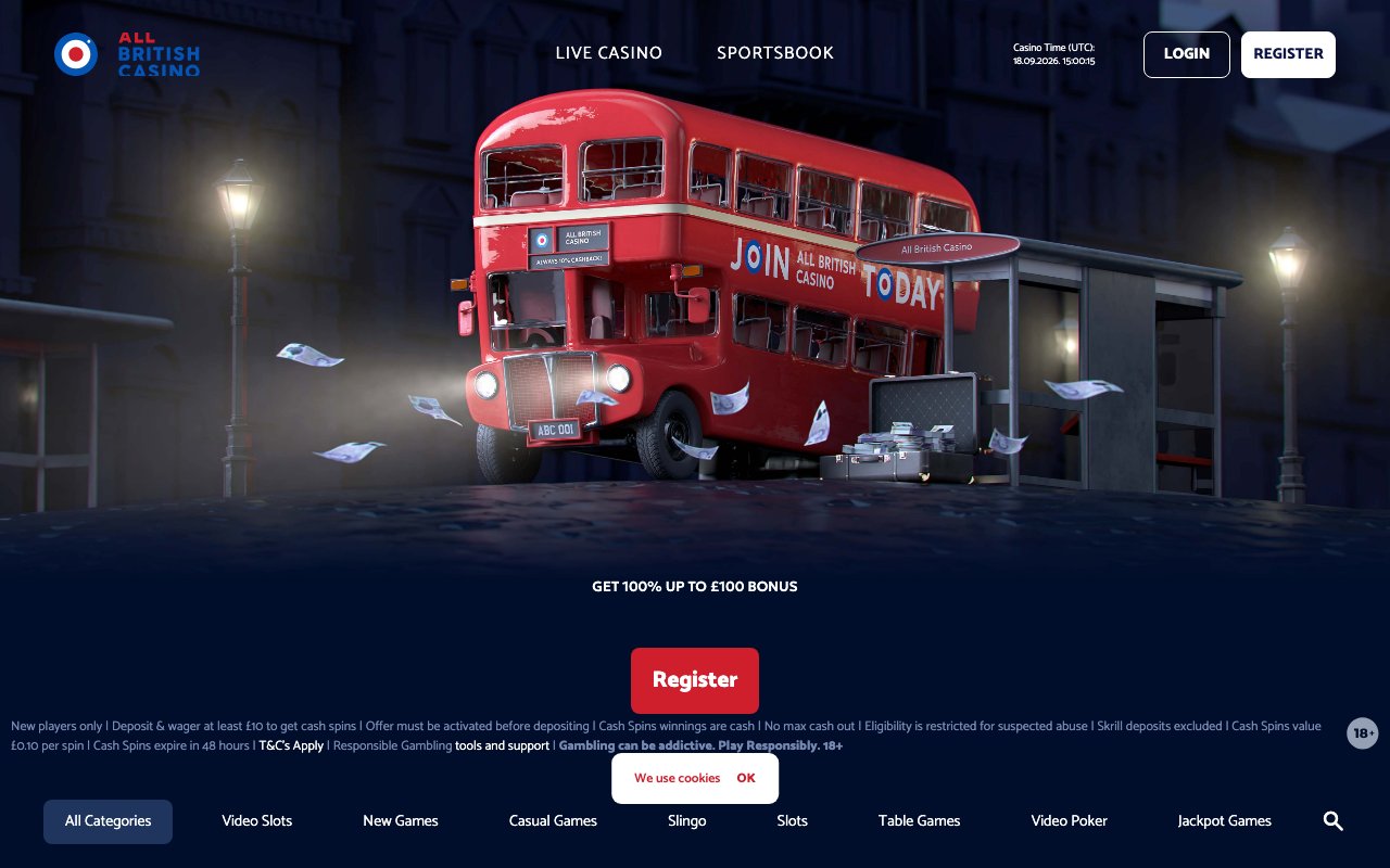 All British Casino homepage screenshot