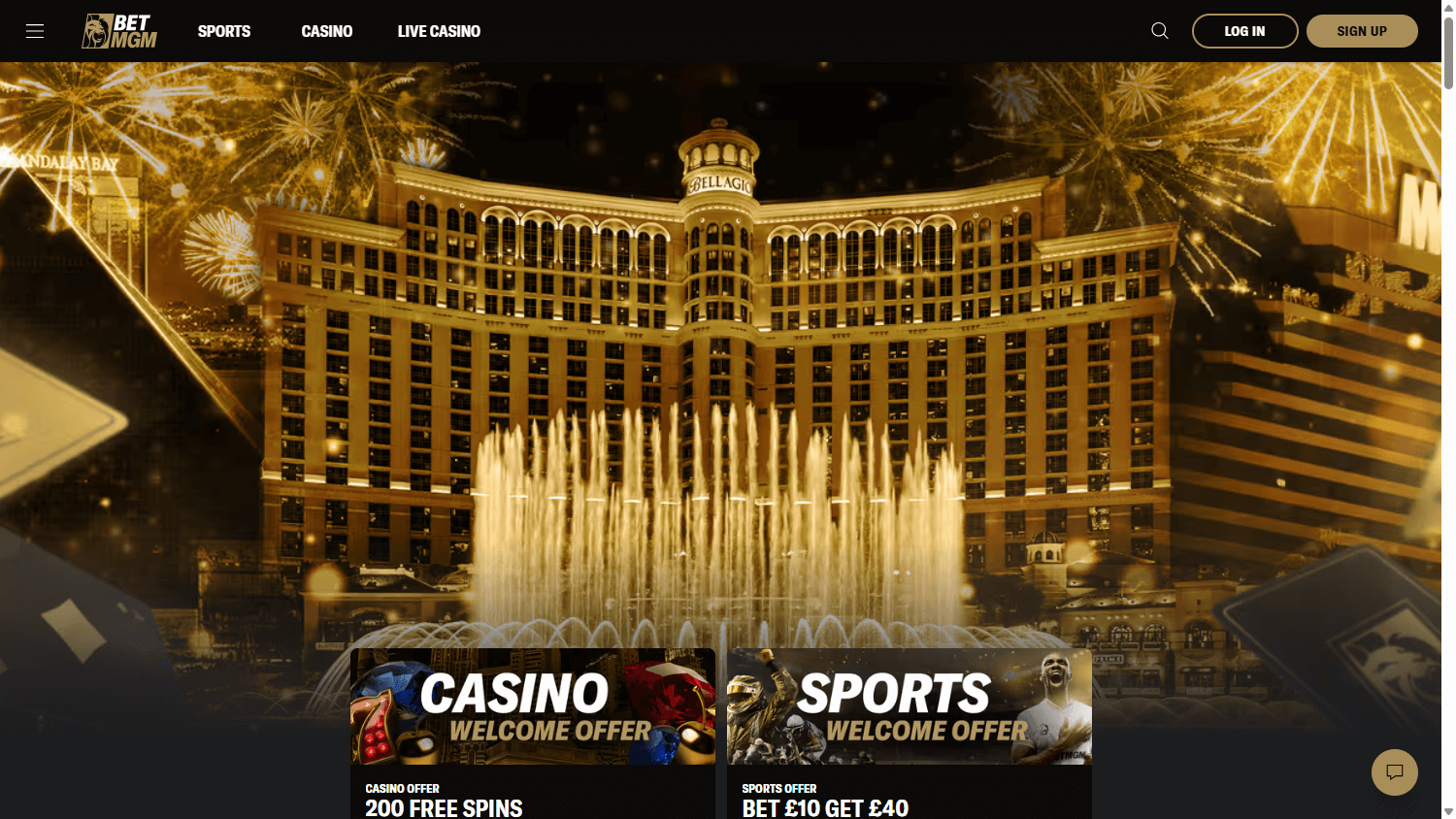 BetMGM UK homepage screenshot