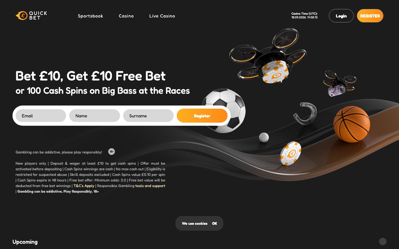 Quickbet homepage screenshot