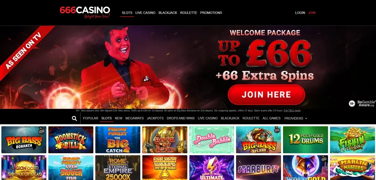 666 Casino homepage