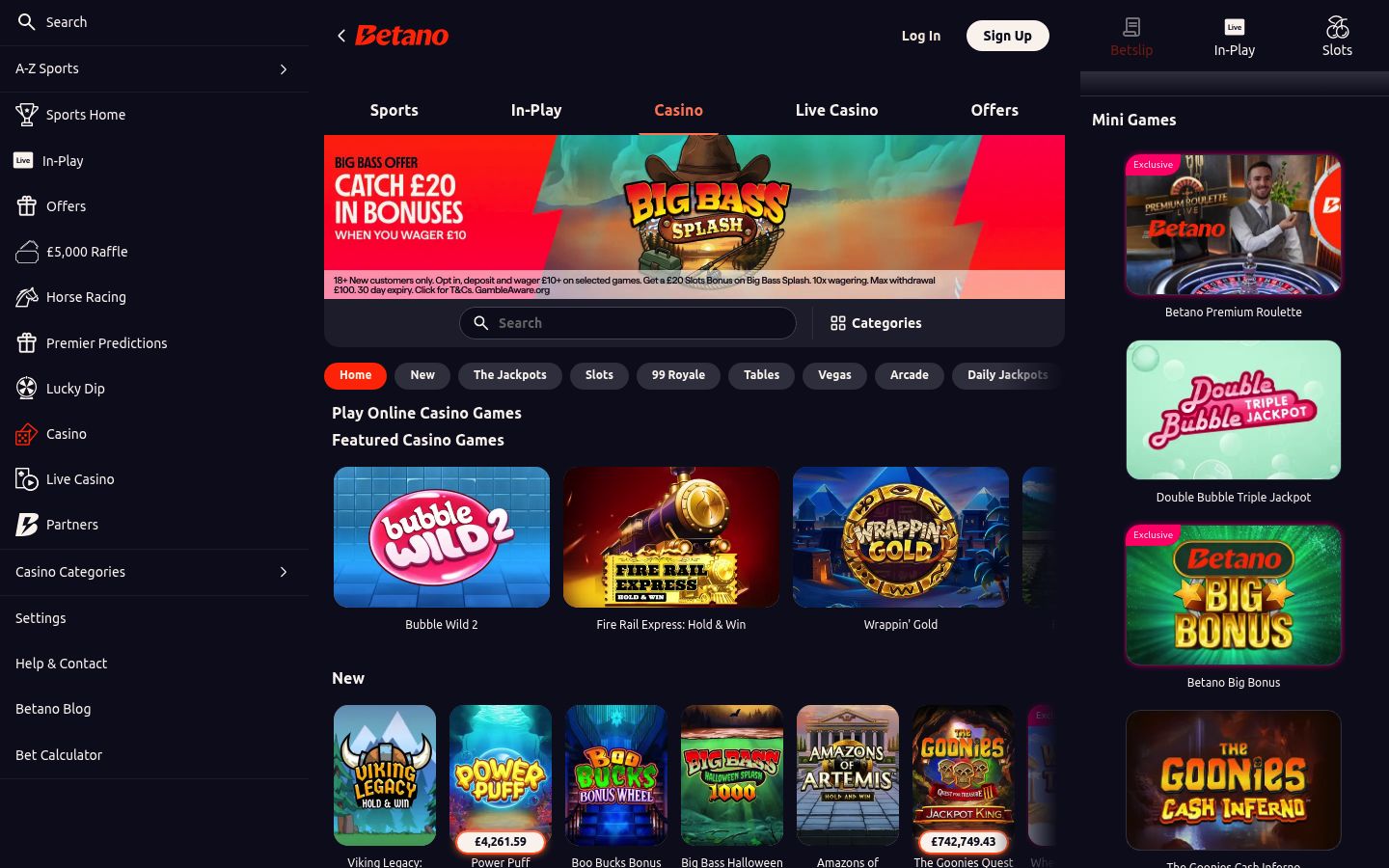 Betano UK homepage