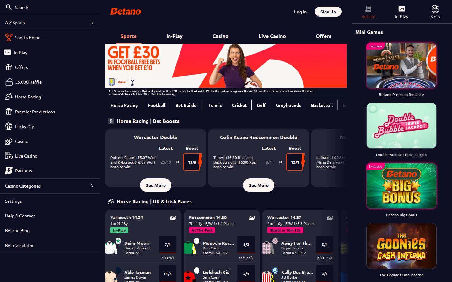 Betano UK homepage