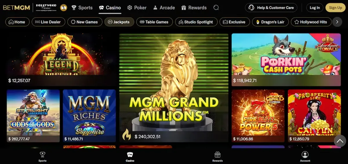 BetMGM homepage