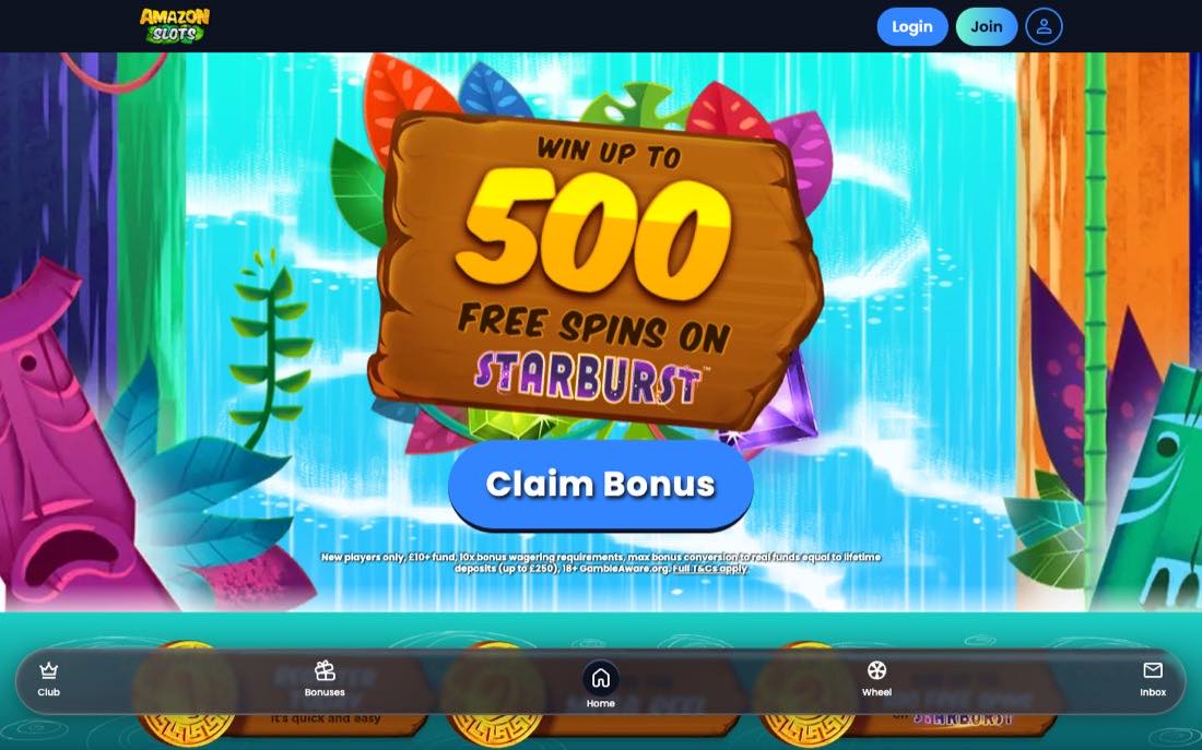 Amazon Slots homepage screenshot