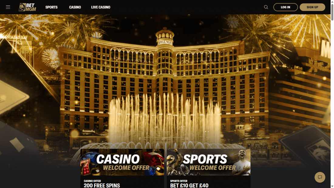 BetMGM homepage screenshot