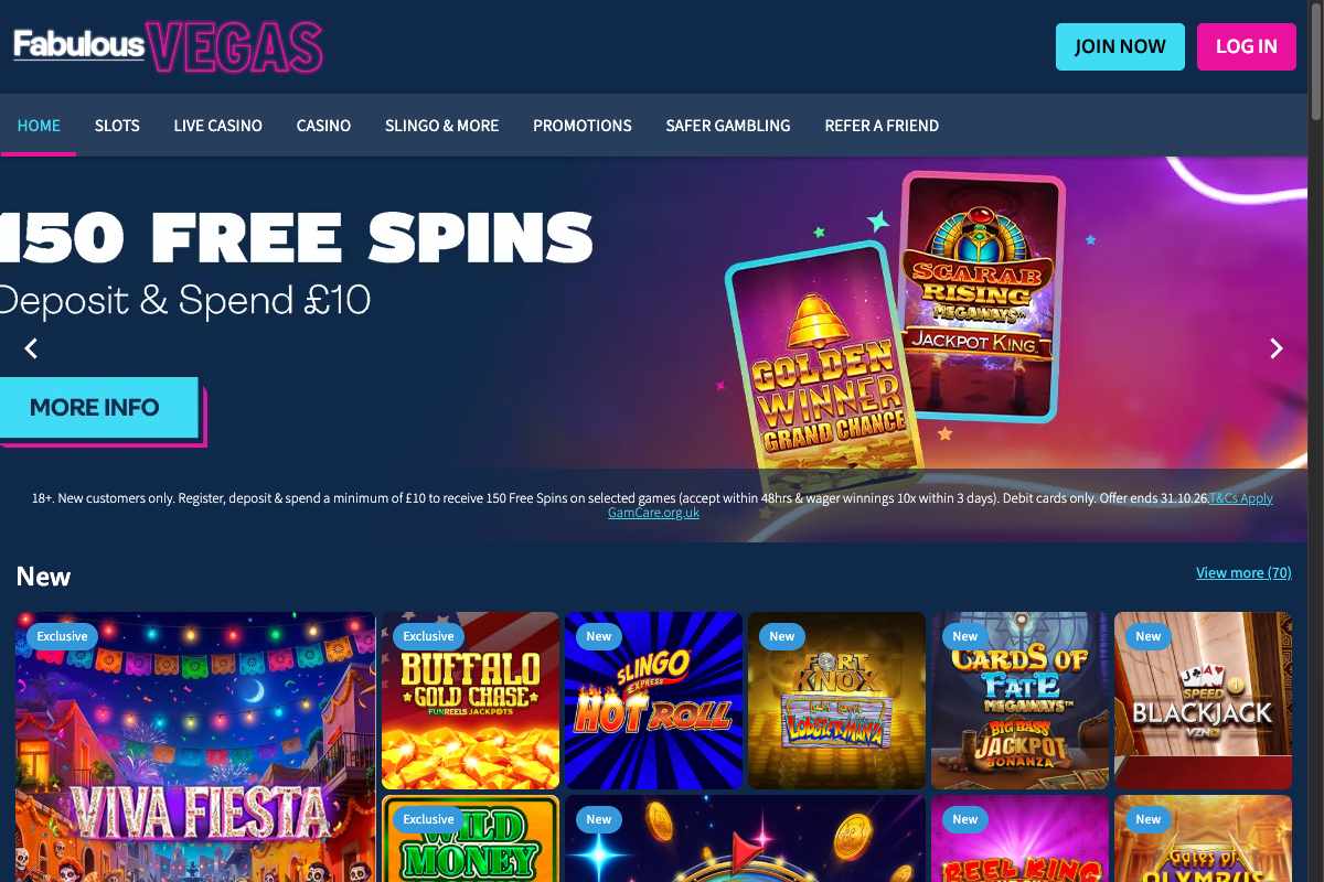 Fabulous Vegas homepage screenshot