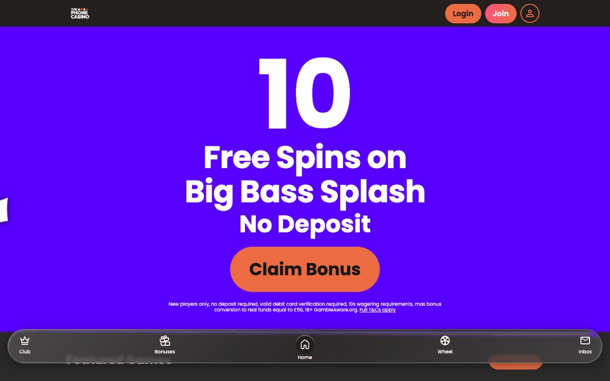 The Phone Casino homepage screenshot