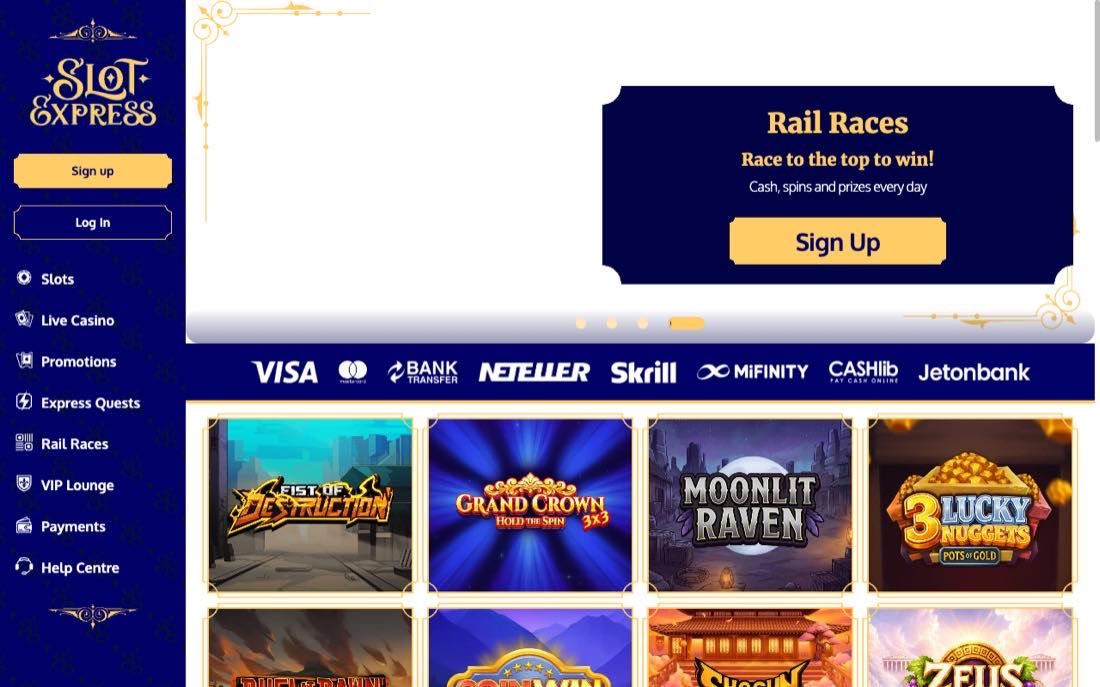 SlotExpress homepage screenshot