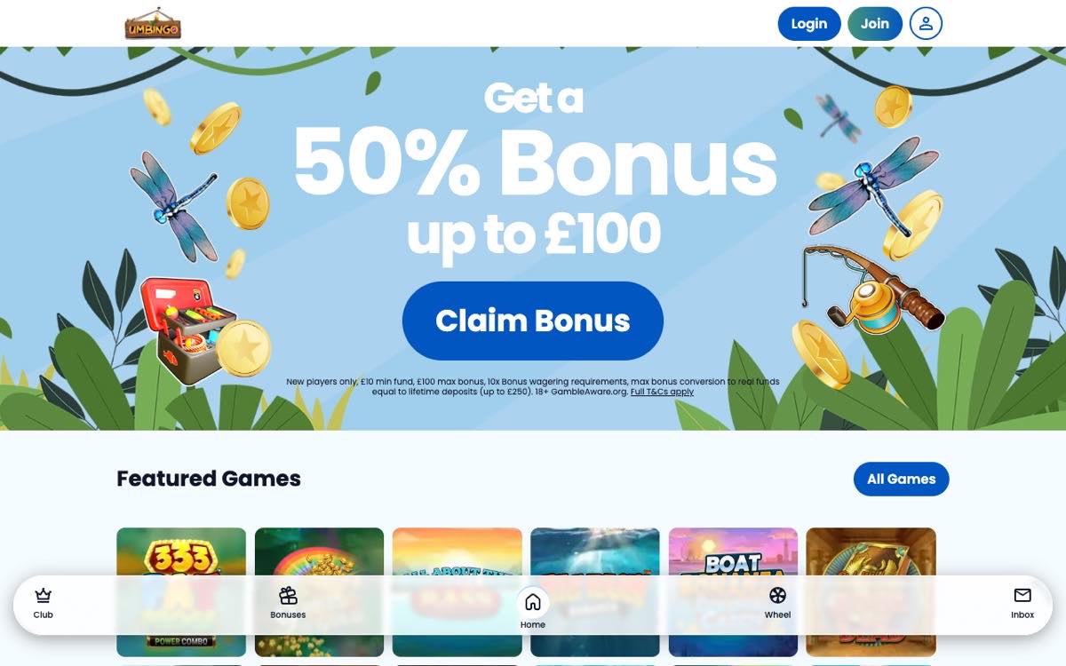 Umbingo homepage screenshot