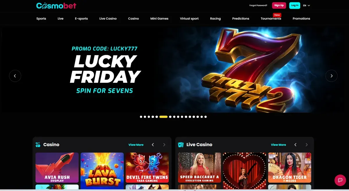 Cosmobet homepage