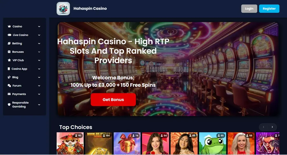 Haha Spin homepage