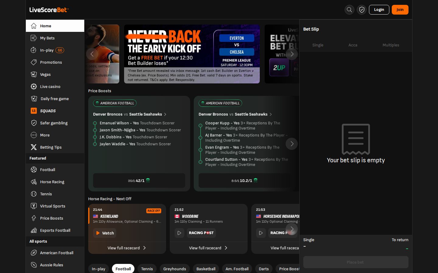 LiveScore Bet homepage