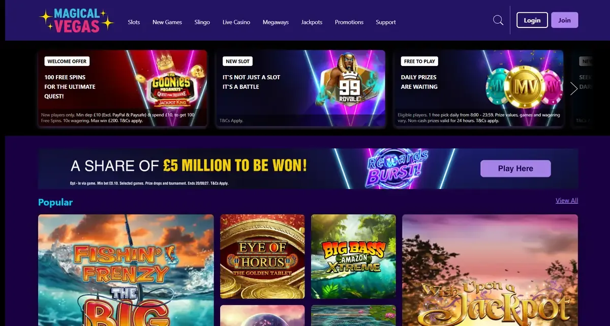 Magical Vegas homepage