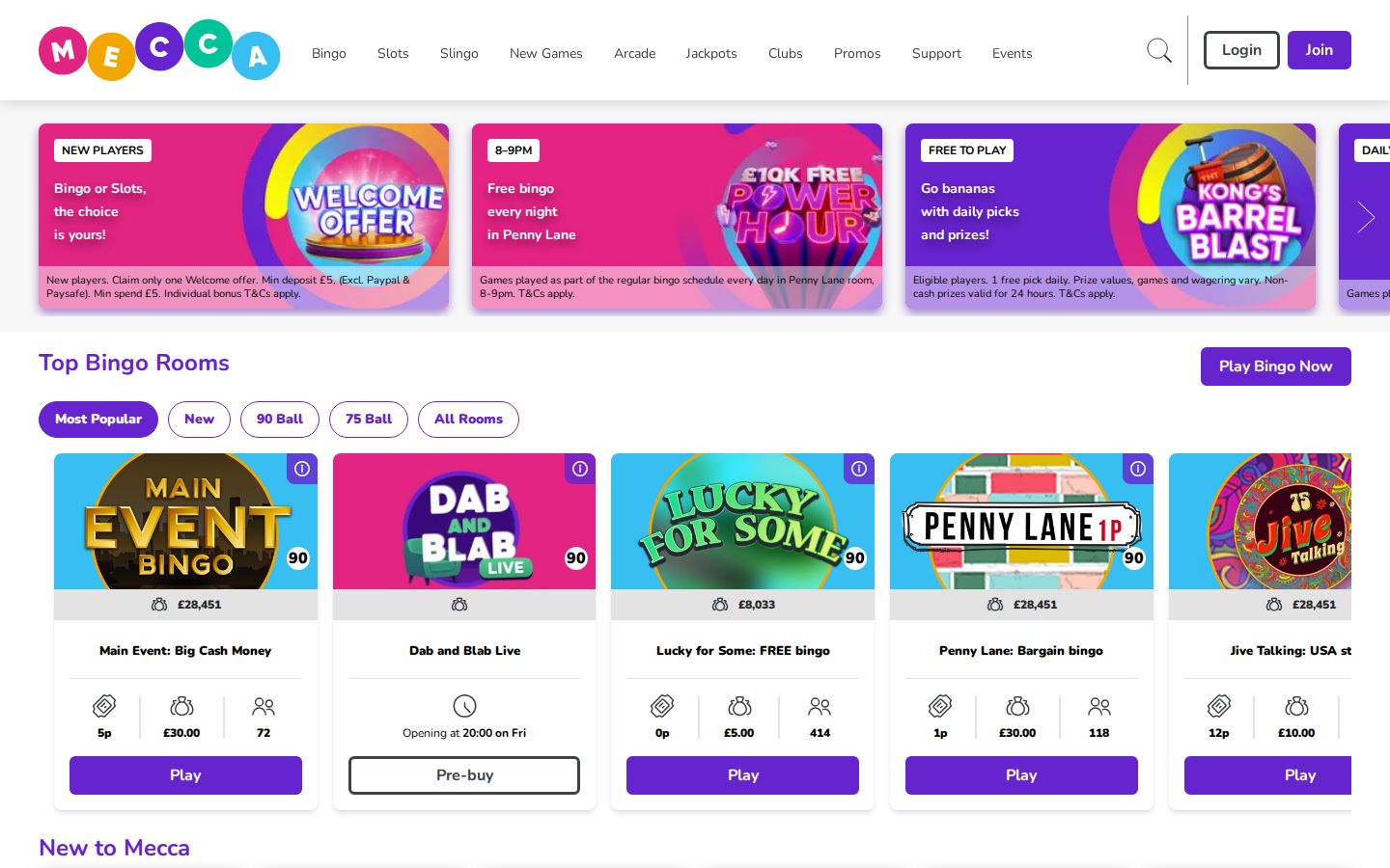 Mecca Bingo homepage