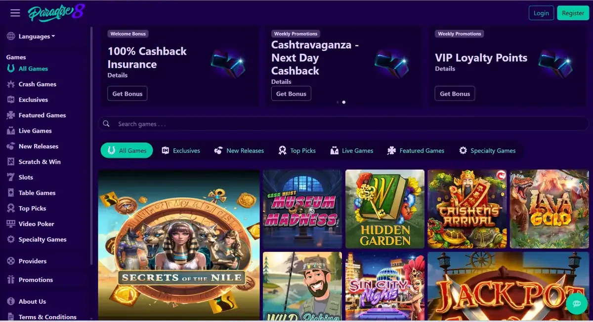 Paradise 8 homepage