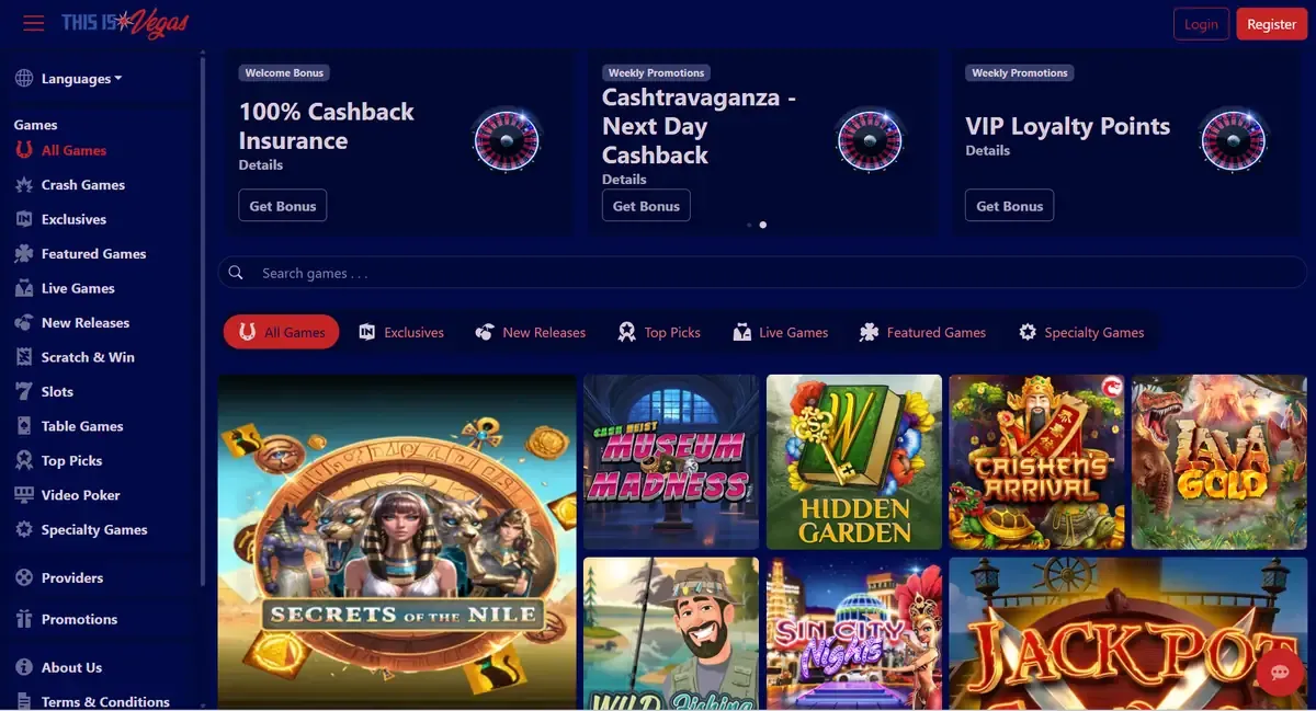 This Is Vegas casino homepage