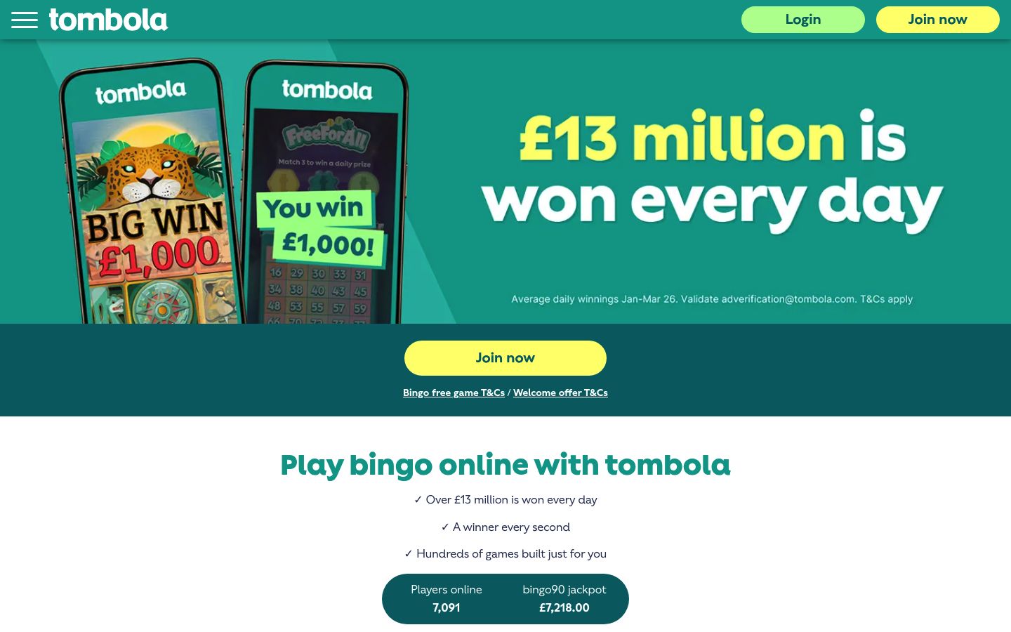 tombola homepage