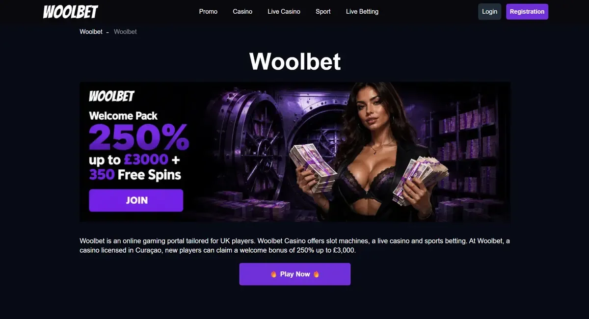 Woolbet homepage